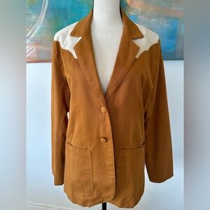 Benita Cecille NWOT Honkey Tonk Special Twill Western Blazer Faux Suede Yoke M